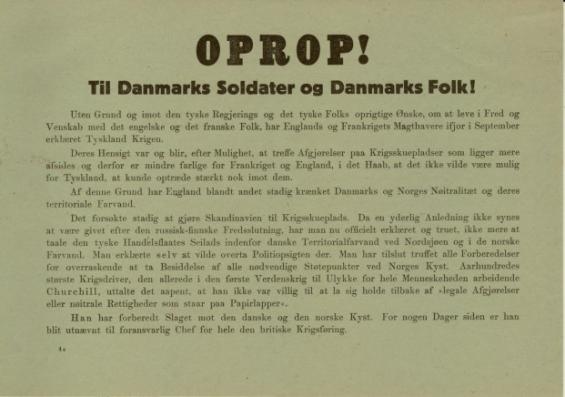 Oprop till das danske Volk